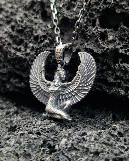 Ägyptische geflügelte Halskette 925 Sterling Silber