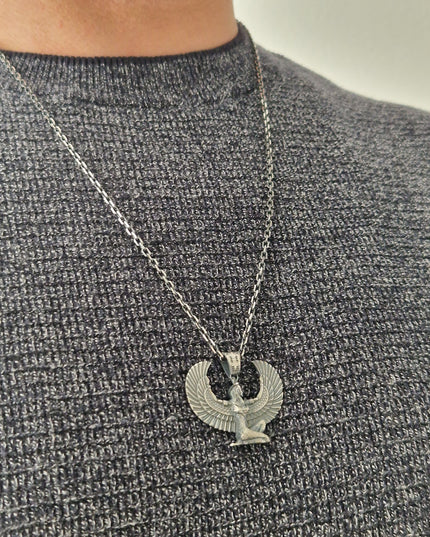 Ägyptische geflügelte Halskette 925 Sterling Silber