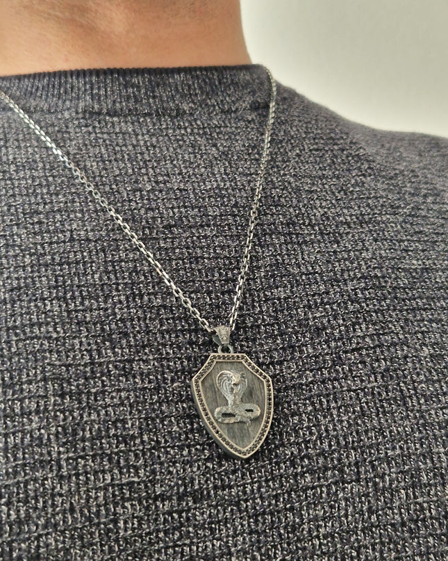 Kobra Halskette 925 Sterling Silber mit Zirkon