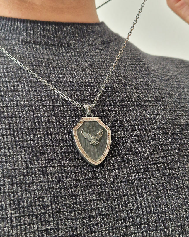 Geflügelte Adler Halskette 925 Sterling Silber mit Zirkon