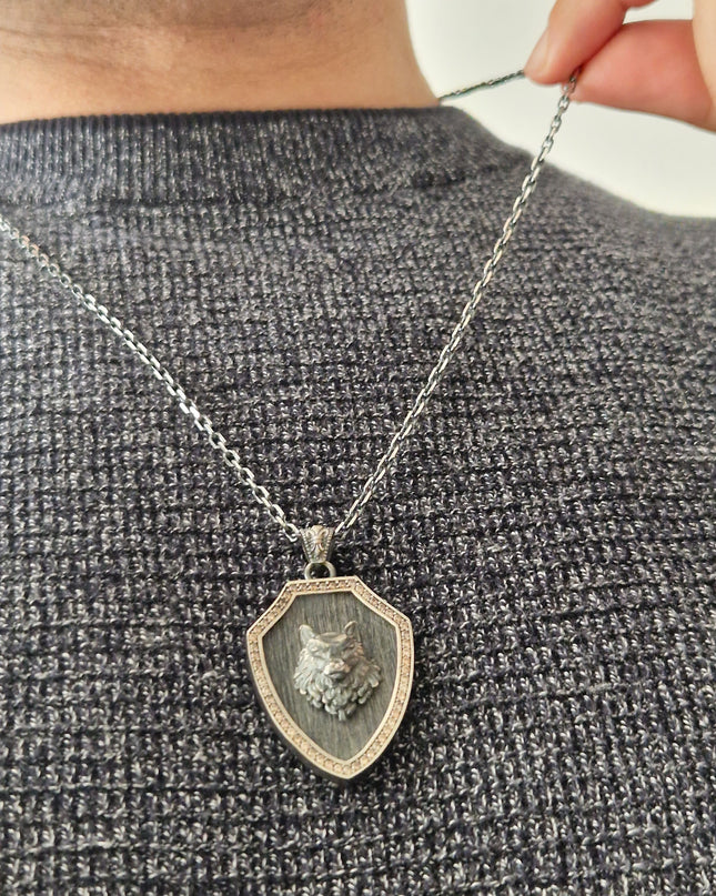 Wolf Halskette 925 Sterling Silber
