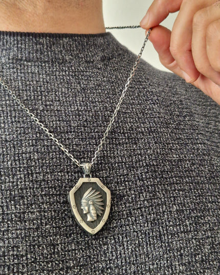 Indianerhäuptling Halskette 925 Sterling Silber