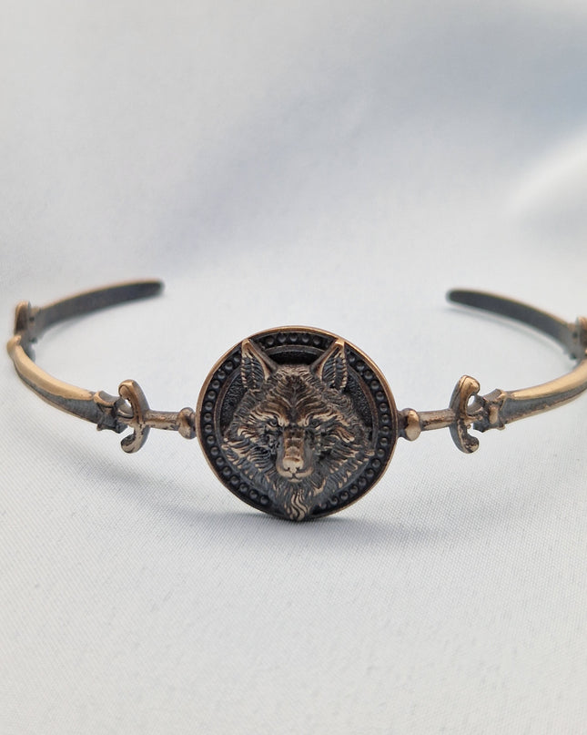 Herren Wolf Freesize Armband Bangle