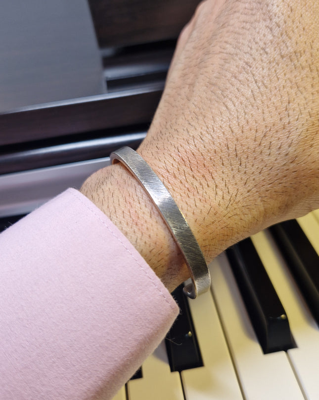 Massiv 925 Silber Unisex Handgemachter Armreif Bangle