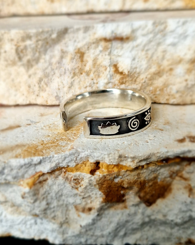 Auge Ring, altägyptischer Bandring Free Size 925 Silber