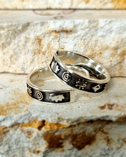 Auge Ring, altägyptischer Bandring Free Size 925 Silber
