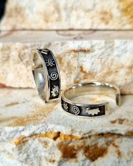 Auge Ring, altägyptischer Bandring Free Size 925 Silber