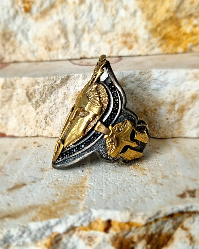 Spartan Helm Ring Free Size 925 Silber - Ein Symbol von Mut und Stärke!