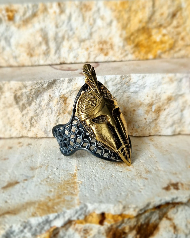 Spartan Helm Ring Free Size 925 Silber - Ein Symbol von Mut und Stärke!