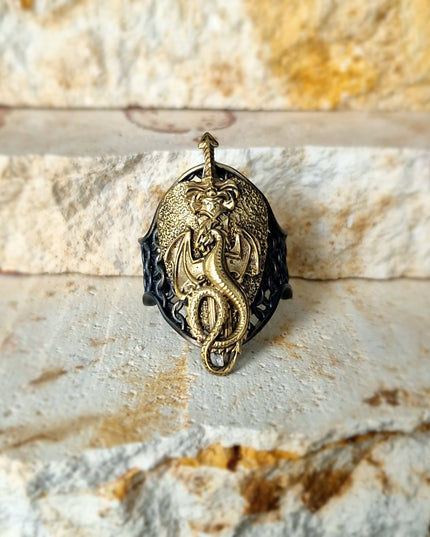 Drachen Siegelring Free Size 925 Silber