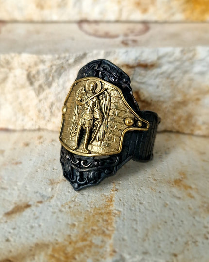 St. Michael Siegelring Free Size 925 Silber
