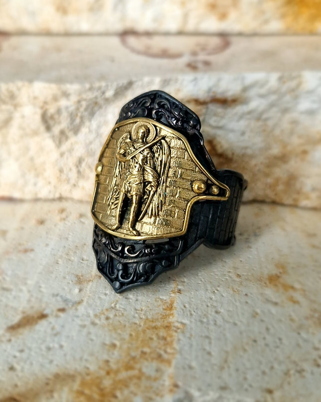 St. Michael Siegelring Free Size 925 Silber