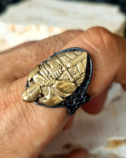 Krieger Ring Free Size 925 Silber - Ein Symbol von Mut und Stärke!
