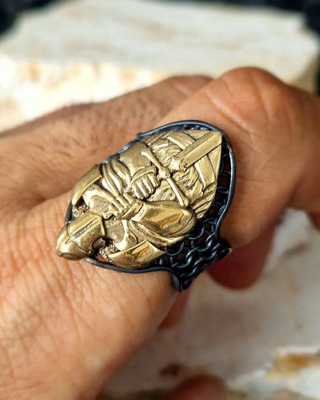 Krieger Ring Free Size 925 Silber - Ein Symbol von Mut und Stärke!