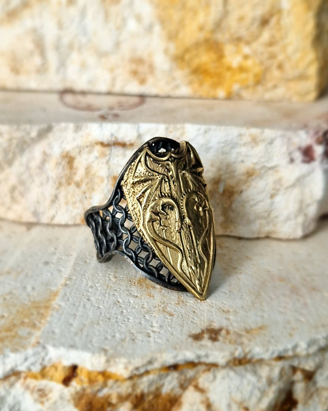 Drachen Siegelring Free Size 925 Silber