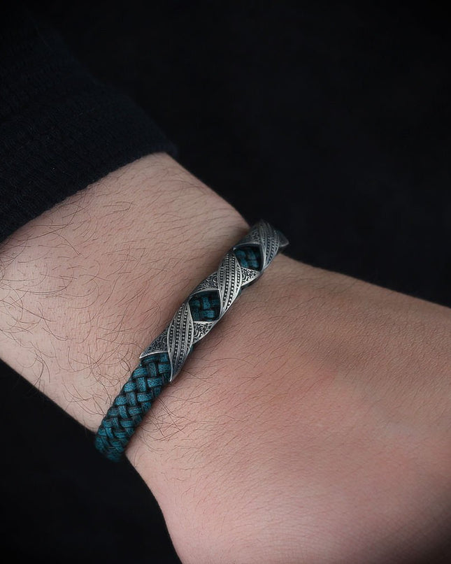 Leder Silber Armband
