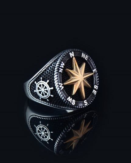 Premium Royal Ring, Compass & Anchor
