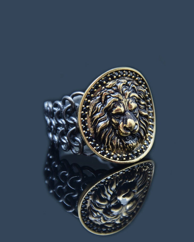 Supreme Lion Gold Plated & Oxidized Ring