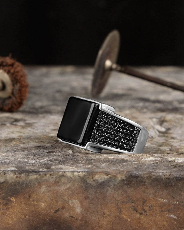 925 Silber Herrenring Onyx