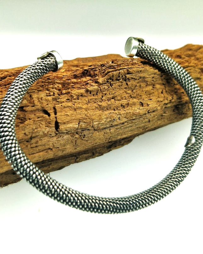 Freesize Geflochtenes Massiv Armband 925 Silber