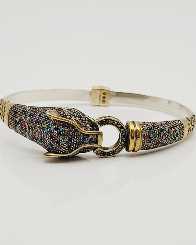 Tiger Bunt Tapferkeit Armband 925er Silber Bangle