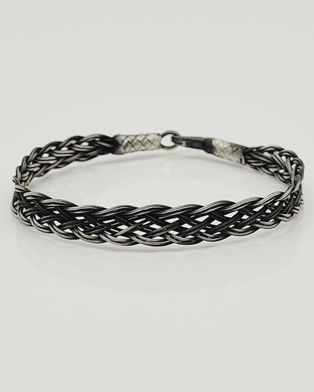 Unisex Geflochtenes Armband 925er Silber Jenseits Schwarz