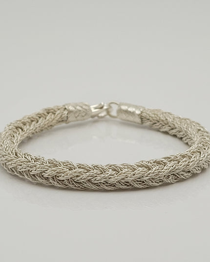 Unisex Geflochtenes Armband 925er Silber Fuchs Quadrat Weiß