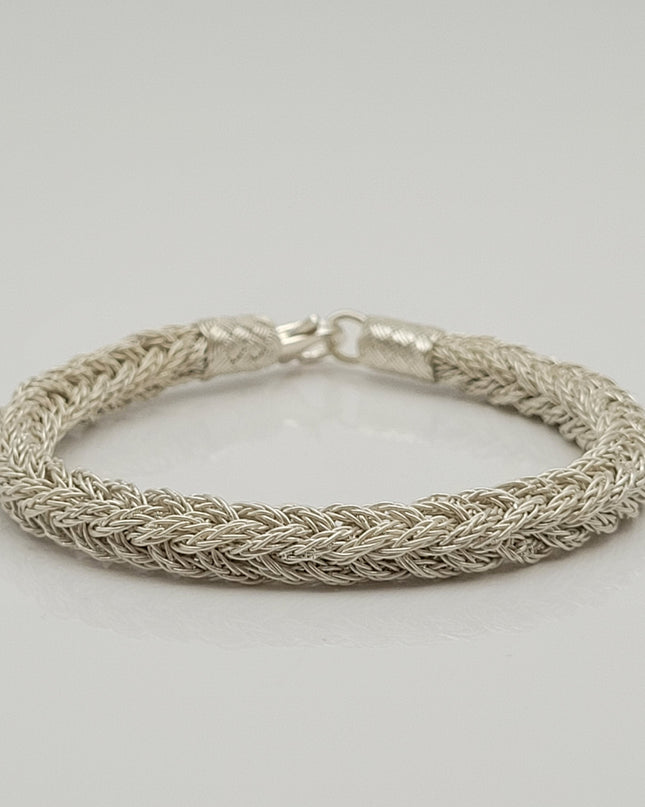 Unisex Geflochtenes Armband 925er Silber Fuchs Quadrat Weiß