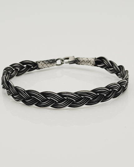 Unisex Geflochtenes Armband 925er Silber Diesseits Schwarz