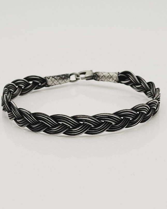 Unisex Geflochtenes Armband 925er Silber Diesseits Schwarz