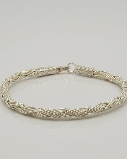 Unisex Geflochtenes Armband 925er Silber Regen Weiß