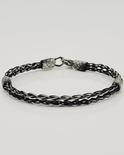 Unisex Geflochtenes Armband 925er Silber Eleganz Schwarz