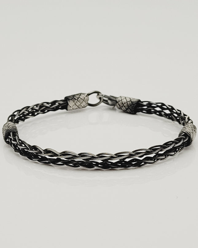 Unisex Geflochtenes Armband 925er Silber Eleganz Schwarz
