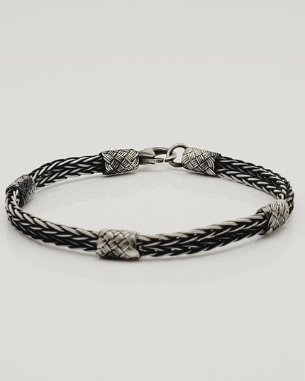 Unisex Geflochtenes Armband 925er Silber Royal Schwarz
