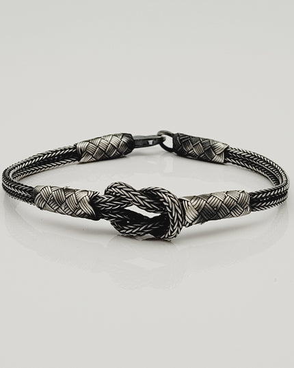 Unisex  Geflochtenes Armband 925er Silber Sailor Schwarz