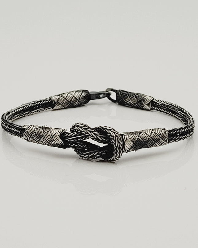 Unisex  Geflochtenes Armband 925er Silber Sailor Schwarz