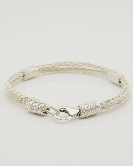 Unisex  Geflochtenes Armband 925er Silber Schnee Weiß