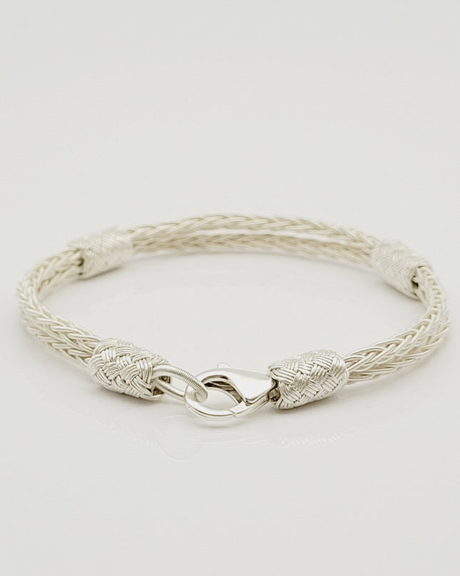 Unisex  Geflochtenes Armband 925er Silber Schnee Weiß