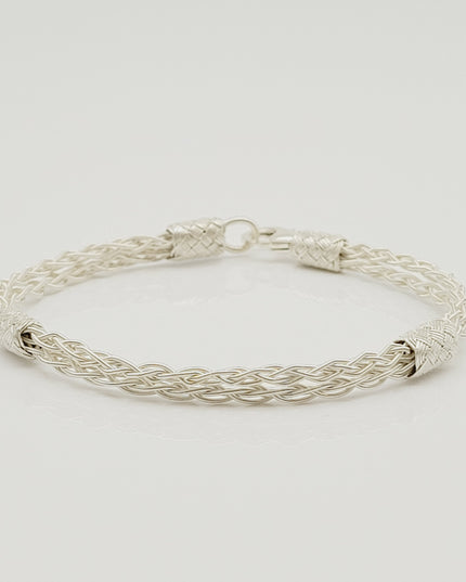 Unisex Geflochtenes Armband 925er Silber Love Weiß
