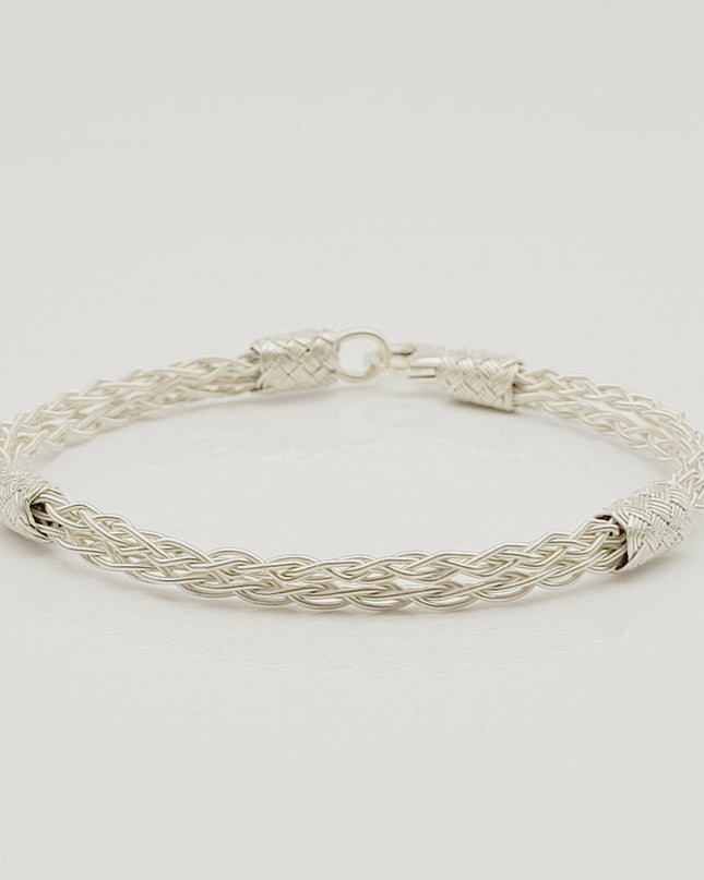 Unisex Geflochtenes Armband 925er Silber Love Weiß