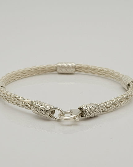 Unisex Geflochtenes Armband 925er Silber Sky Weiß
