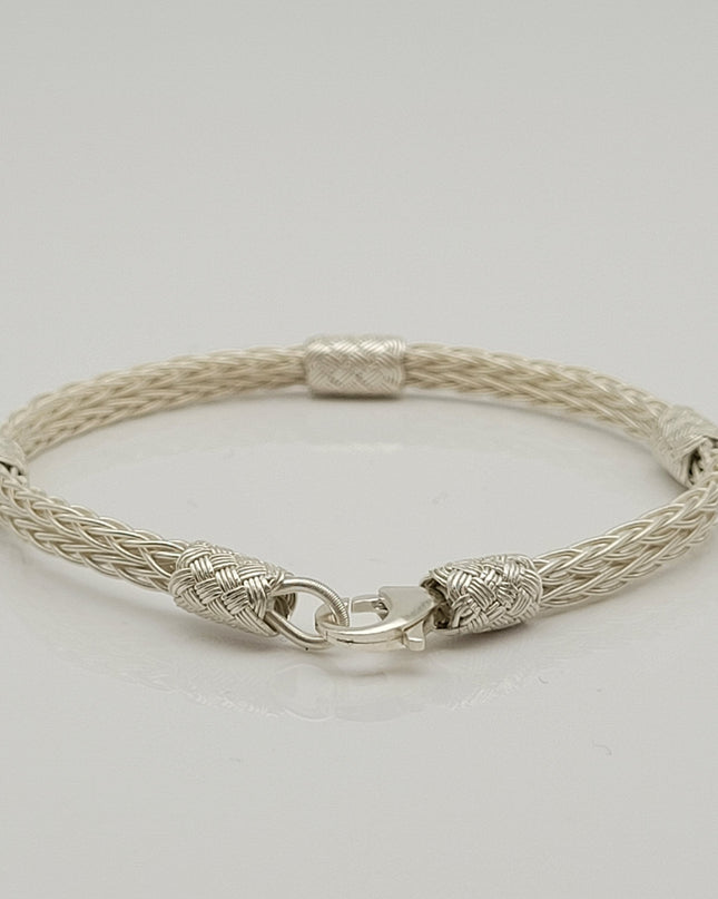 Unisex Geflochtenes Armband 925er Silber Sky Weiß