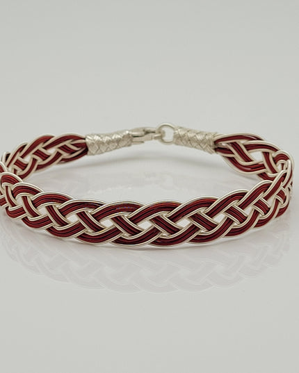 Unisex Geflochtenes Armband 925er Silber Draht Rot