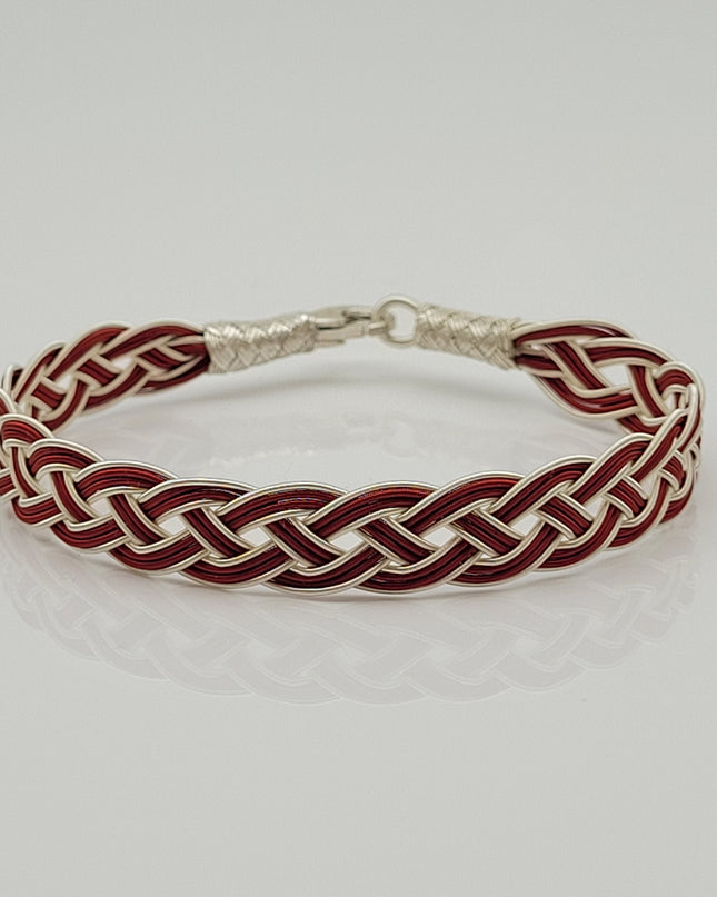 Unisex Geflochtenes Armband 925er Silber Draht Rot