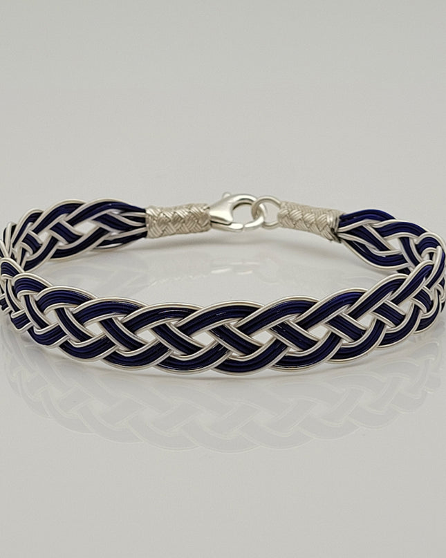 Unisex Geflochtenes Armband 925er Silber Draht Blau