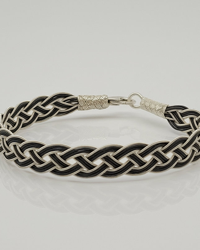 Unisex Geflochtenes Armband 925er Silber Draht Grau