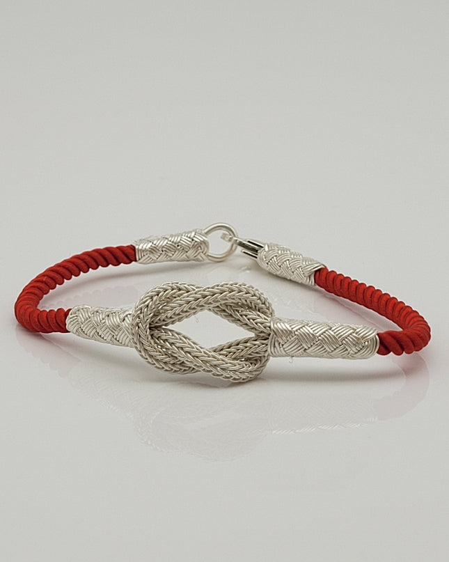 Unisex  Geflochtenes Armband 925er Silber Sailor Schnur Weiß Rot