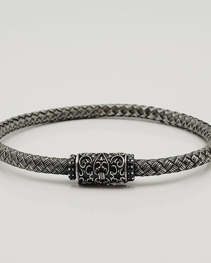 Geflochtenes Armband 925 Silber Schwarz