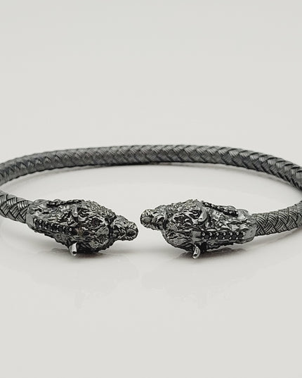 Free Size Geflochtenes Armband 925 Silber Schwarz