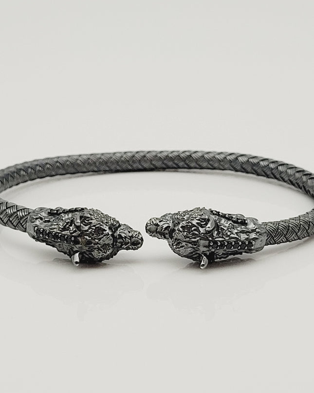 Free Size Geflochtenes Armband 925 Silber Schwarz